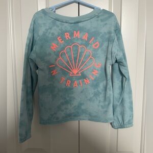 Mermaid in training theme blue tie dye sweatshirt
